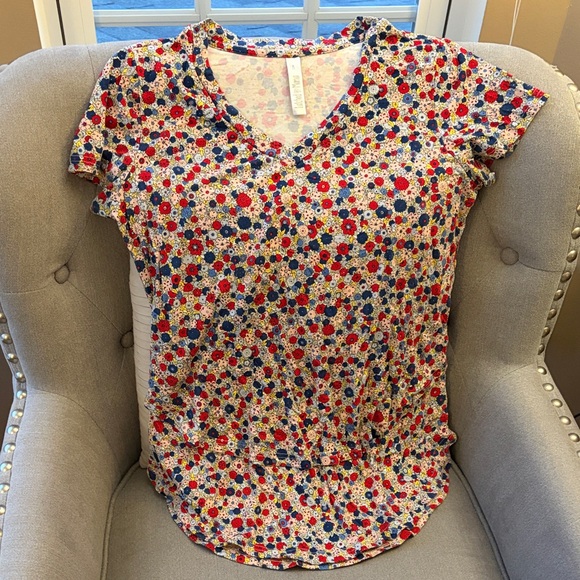 Latched Mama Tops - Latched Mama Multicolor Floral V-Neck Nursing Tee